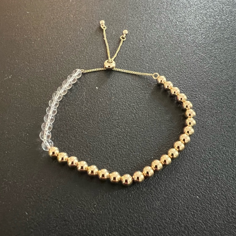 Jenny Bird Gold and White Bracelet with Adjustable Fit
